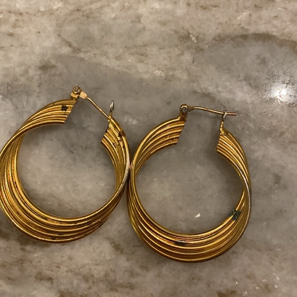 Gold overlay hoop earrings - Picture 2 of 2